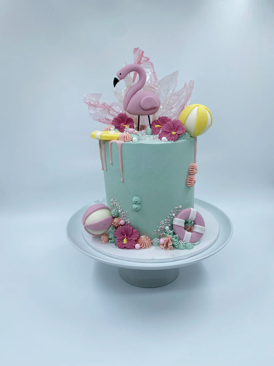 Flamingo Pool Party cake