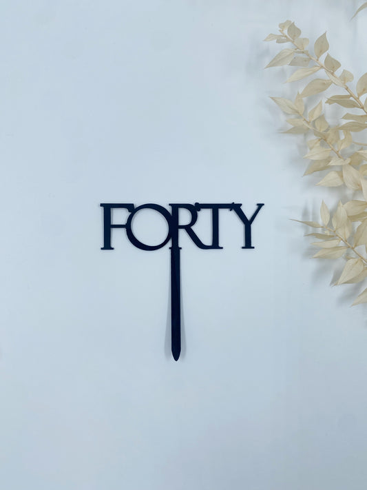 Forty Cake Topper (Black)