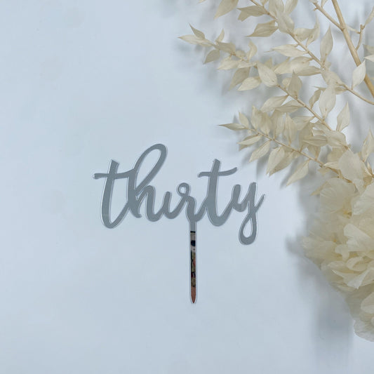 Thirty Cake Topper (Silver, Gold)
