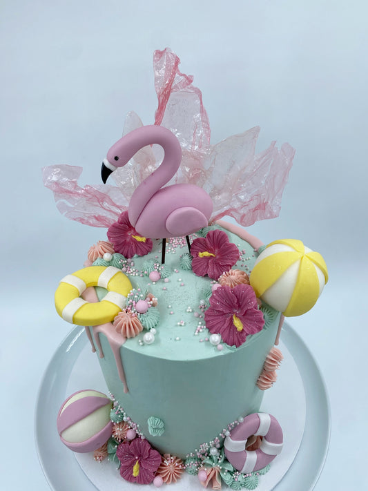 Flamingo Pool Party cake
