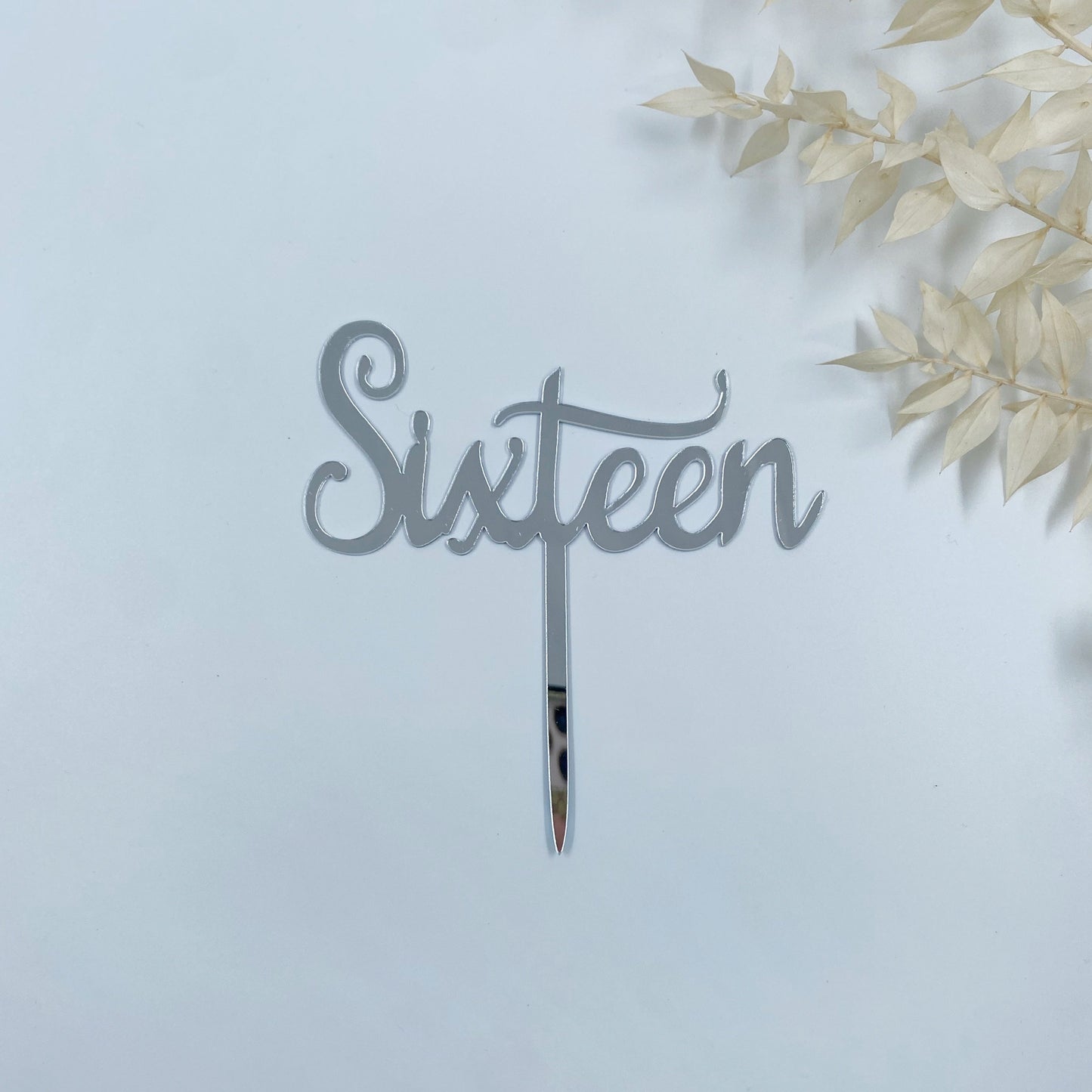 Sixteen Cake Topper (Silver, Pink)