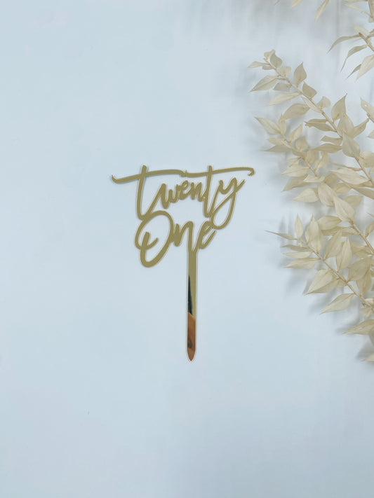 Twenty One Cake Topper (Gold)