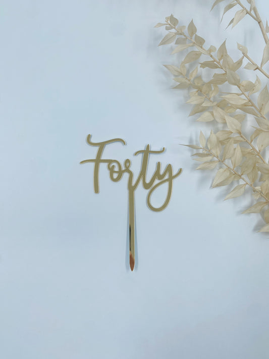 Forty Cake Topper (Gold)