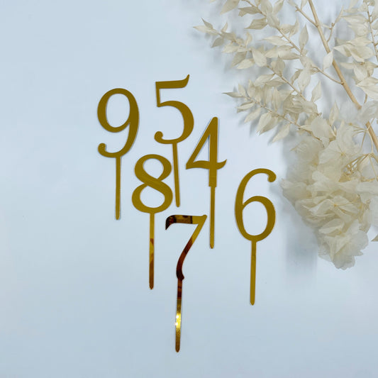 Individual Number Cake Toppers (Gold)