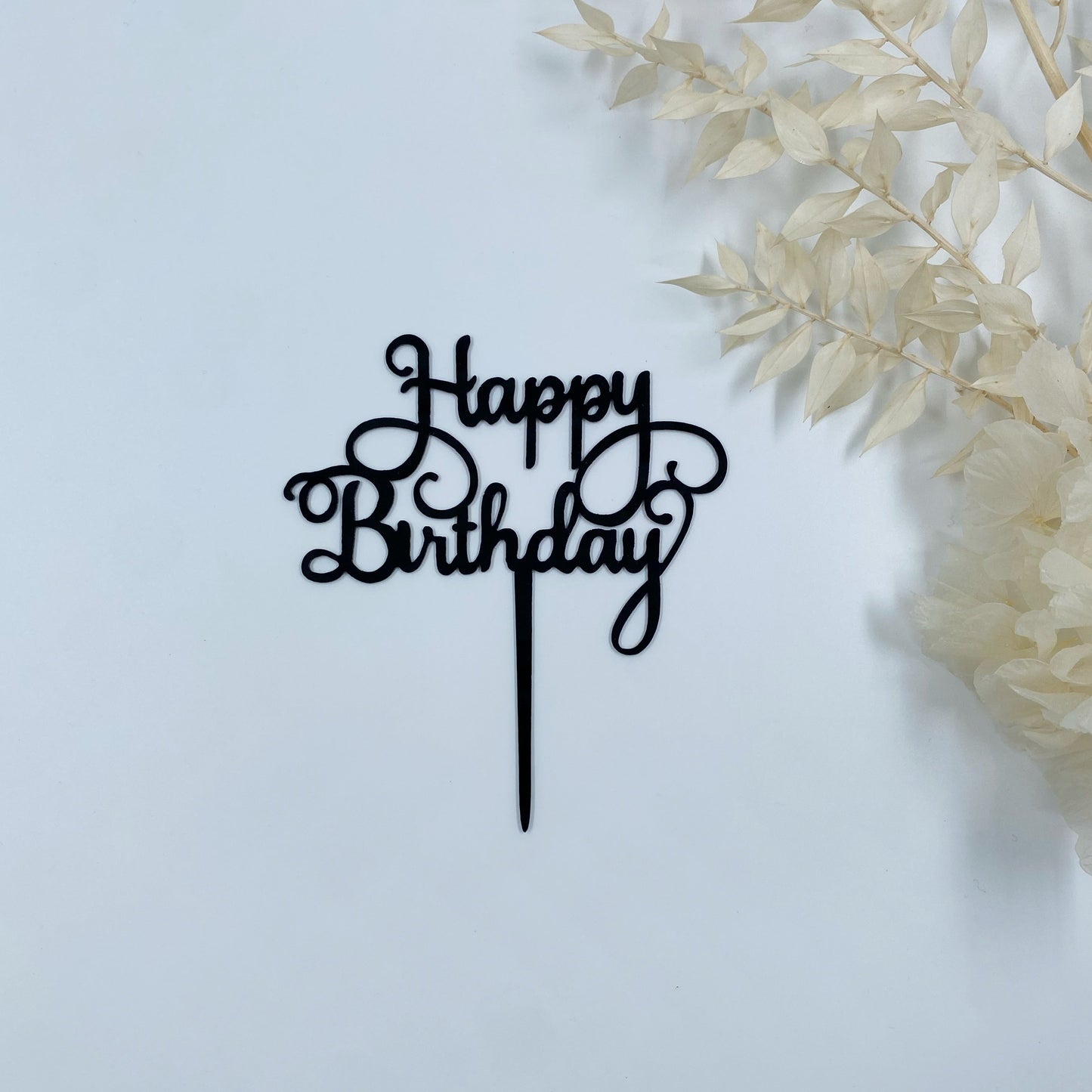 2. Happy Birthday Cake Topper (Black, Gold, Silver, Pink)