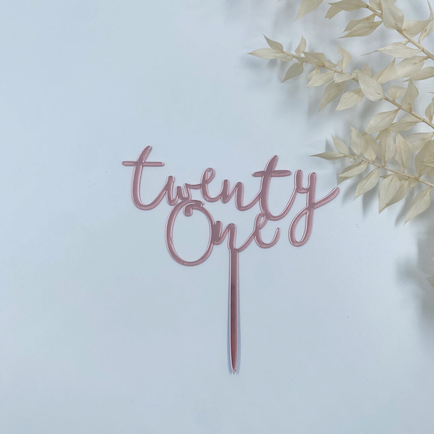 Twenty One Cake Topper (Pink, Silver)