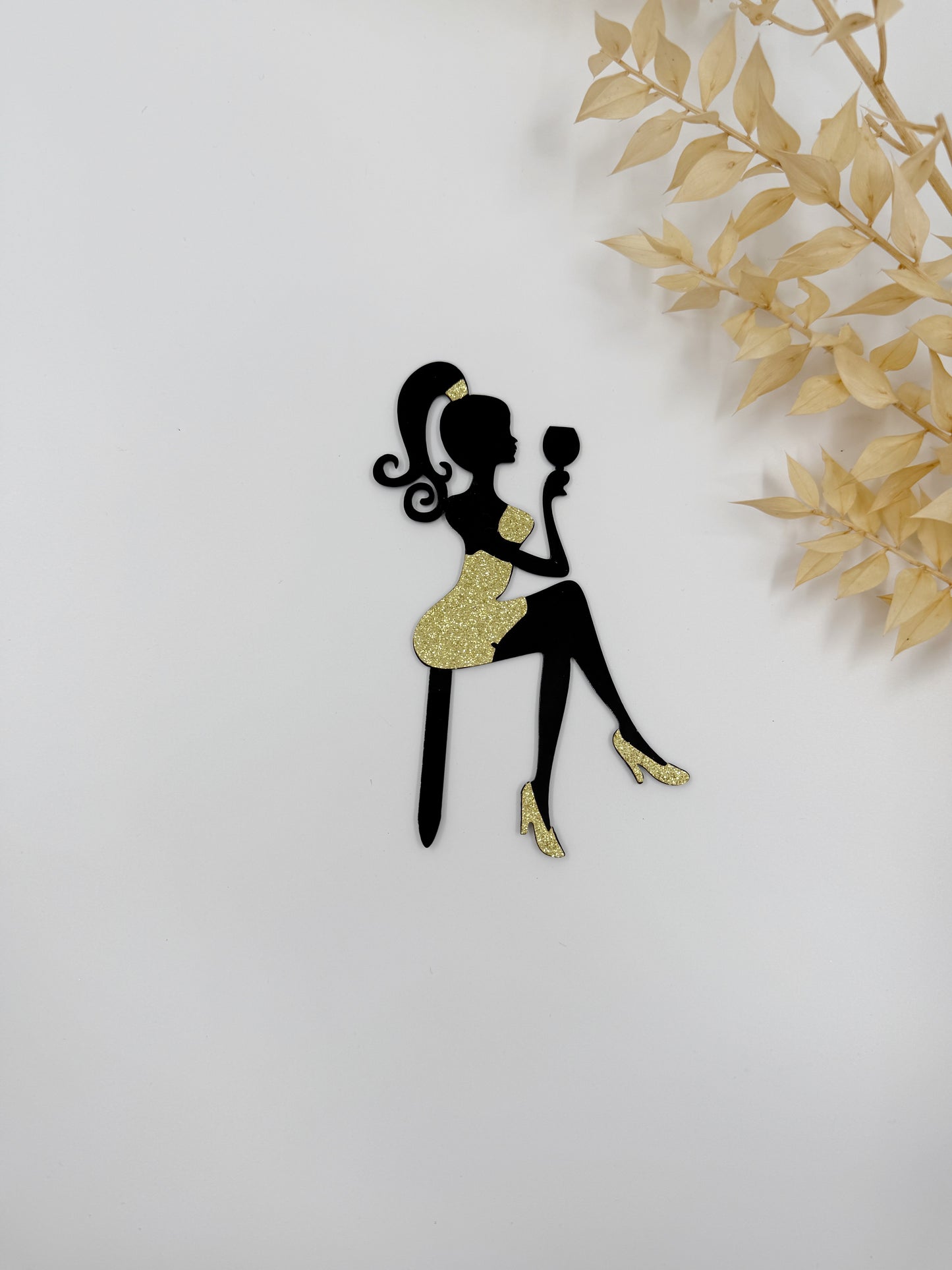 Sitting Girl Cake Topper (Gold, Pastel Pink, Mirrored Pink, Black)