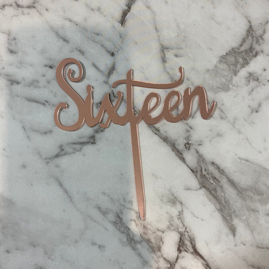 Sixteen Cake Topper - Rose Gold