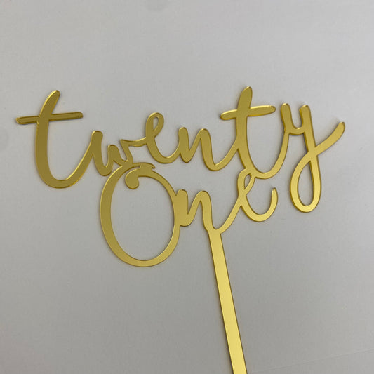 Gold Twenty One Cake Topper