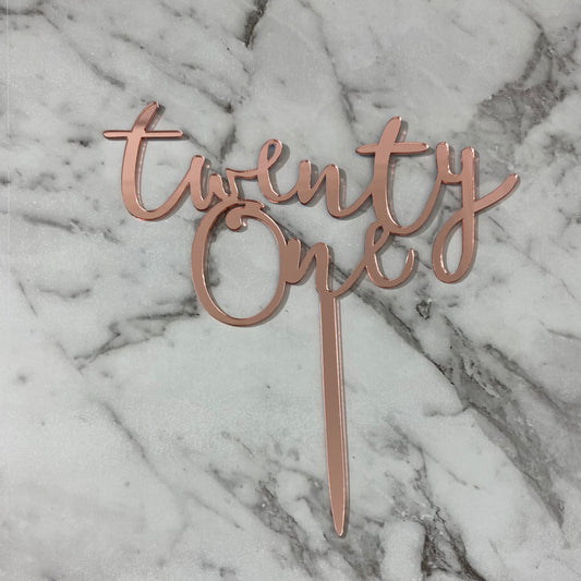 Twenty One Cake Topper - Rose Gold