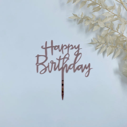 1. Happy Birthday Cake Topper (Pink, Silver, Gold, Black)