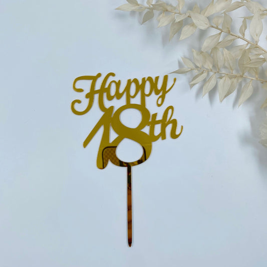Happy 18th Cake Topper (Gold)