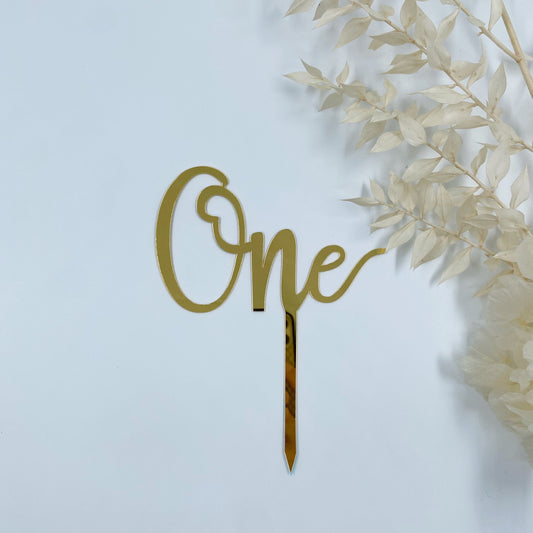 One Cake Topper - Gold