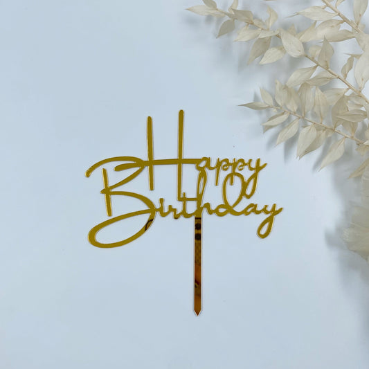 1. Happy Birthday Cake Topper (Gold)