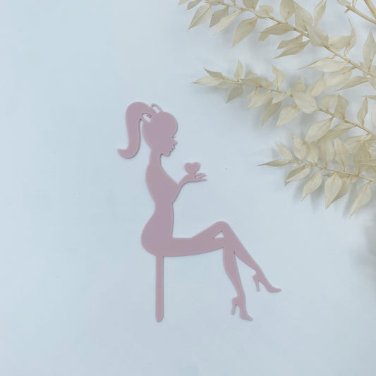 Sitting Girl Cake Topper (Gold, Pastel Pink, Mirrored Pink)