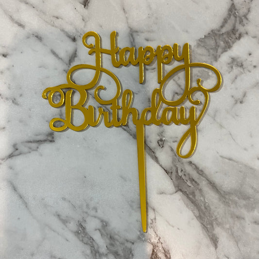2. Happy Birthday Cake Topper - Gold